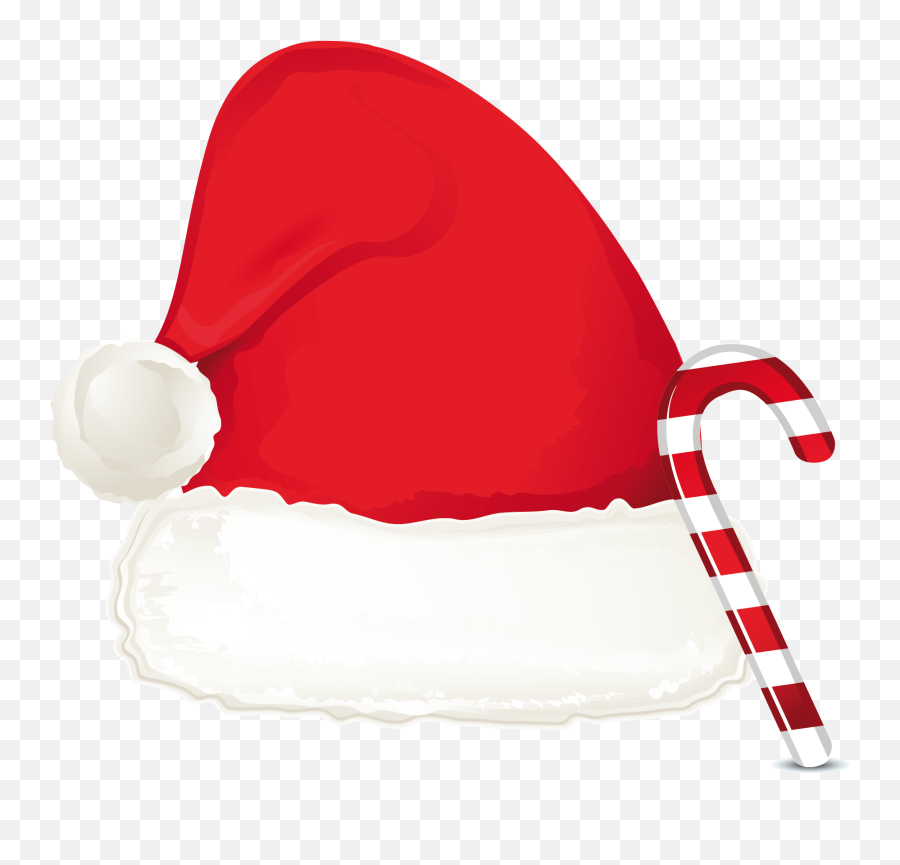 Christmas Candy Cane Ornament And Santa - Candy Cane And Christmas Hat Emoji,Santa Hat Png