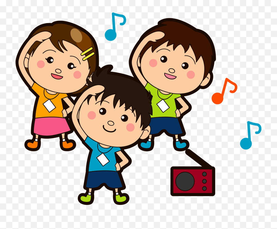 Children Are Doing Exercises To Music Clipart Free Download - Children Exercising Clipart Gif Emoji,Music Clipart