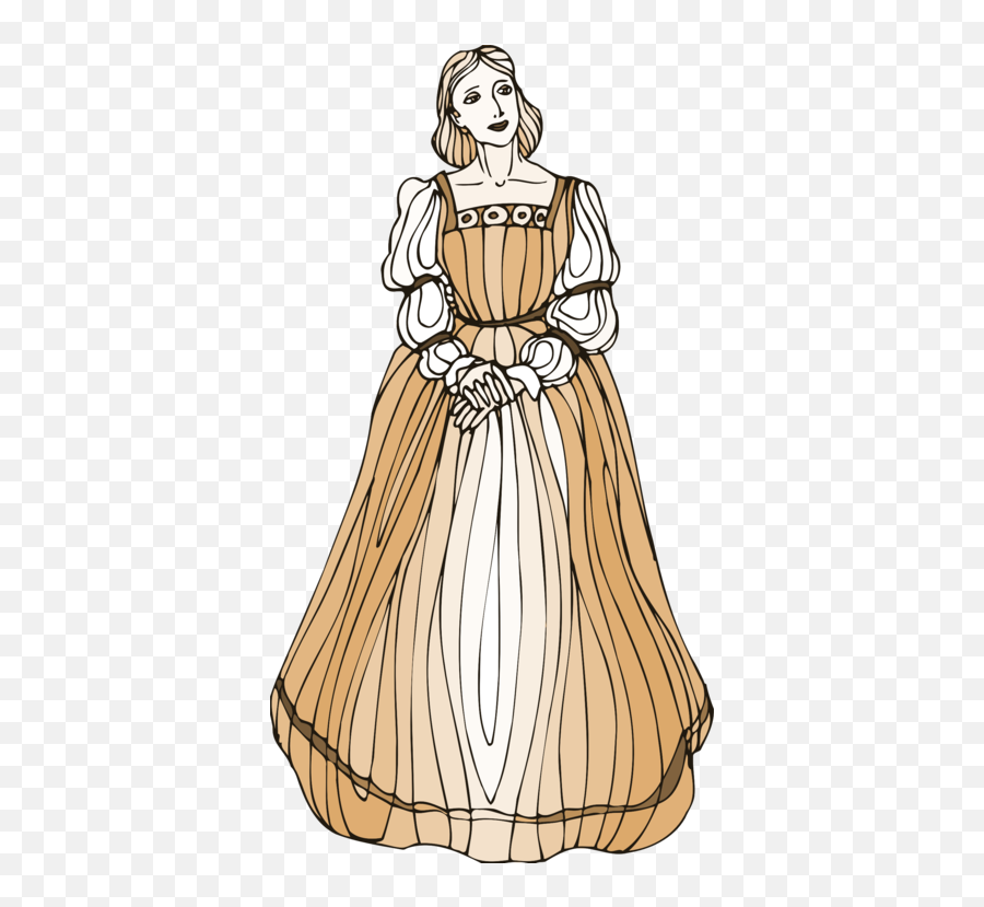 Gown Victorian Fashion Art Png Clipart - Middle Ages Lady Art Emoji,Nothing Clipart