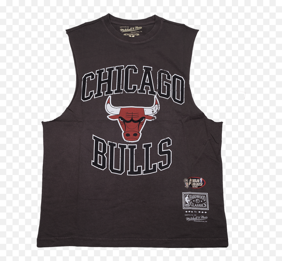 Vintage Crest Logo Muscle Tee - Chicago Bulls Faded Black Sleeveless Emoji,Chicago Bulls Logo