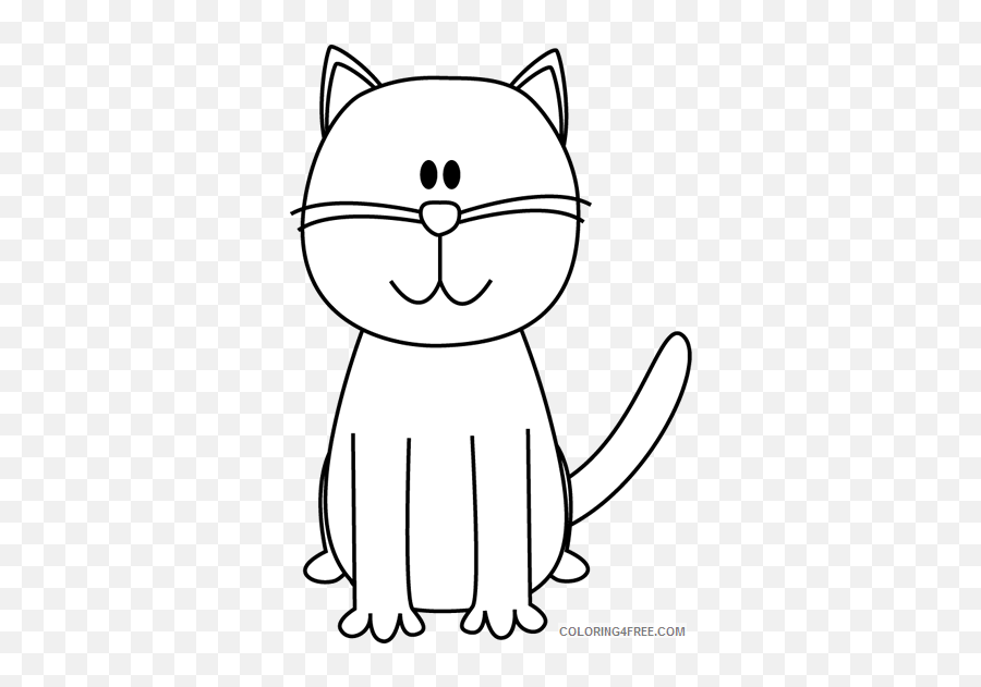 Cat Outline Coloring Pages Cat Black White Png Printable Emoji,Trex Clipart Black And White