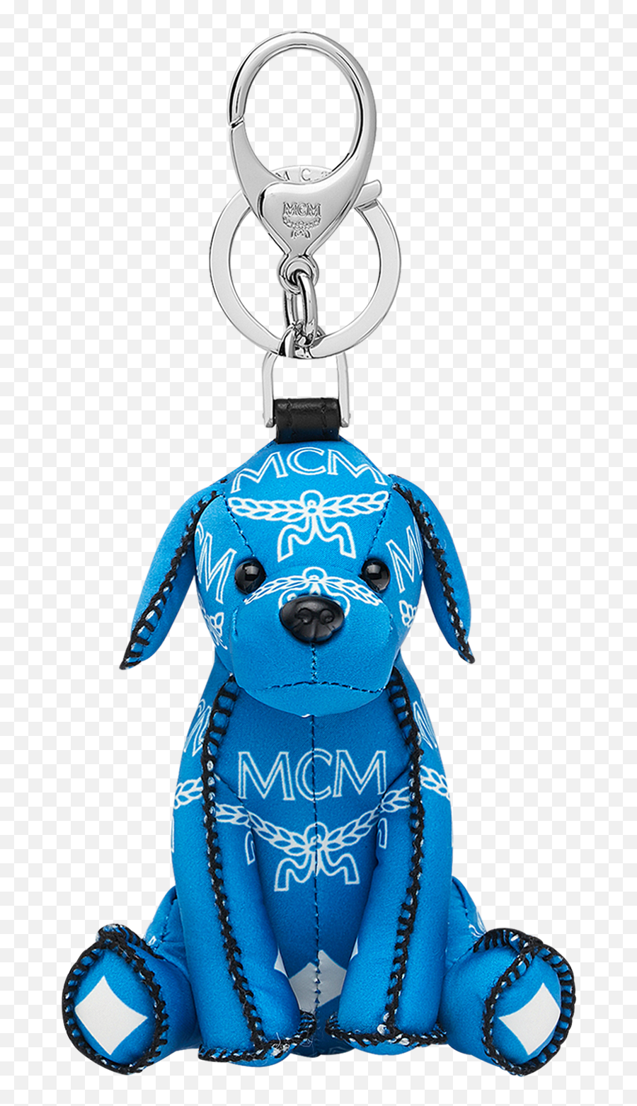 Mcm Zoo Dog Charm In White Logo Nylon In T Blue Emoji,Pink Dog Logo