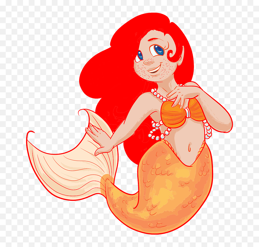 Redhead Mermaid With Freckles Clipart Free Download - Clip Art Emoji,Mermaid Tail Clipart