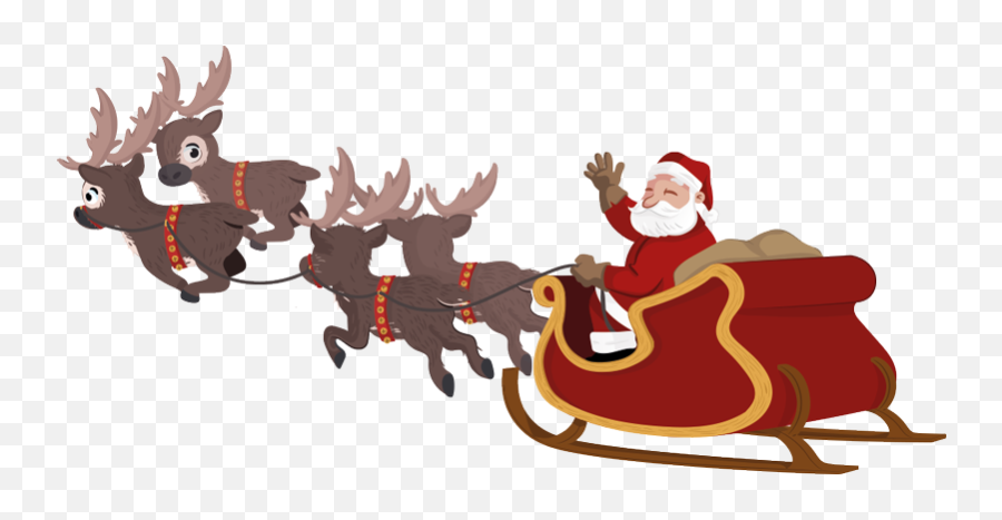 Santa And Sleigh Clipart - Santa Sleigh Png Emoji,Santa Sleigh Clipart