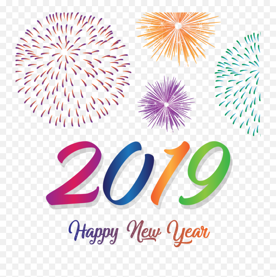Fireworks Clip January - Happy New Year 2019 Psd New Year Celebration Vector Png Emoji,January Clipart