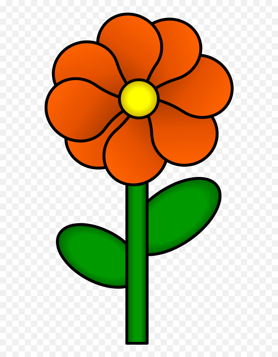 Orange Flower Clipart Flower Stem - Flower With Stem Clipart Flower Stem Clipart Png Emoji,Flower Clipart Png