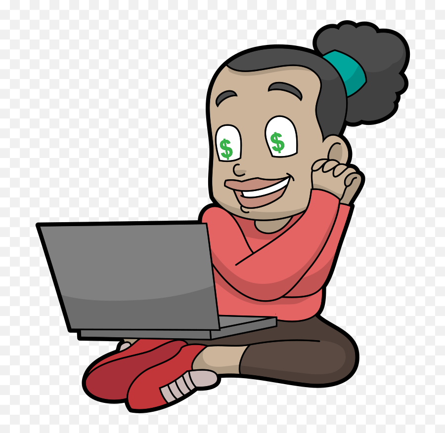 Black Cartoon Woman Loves Making Money Online Clipart - Full Earn Money Png Cartoon Emoji,Money Clipart Transparent Background