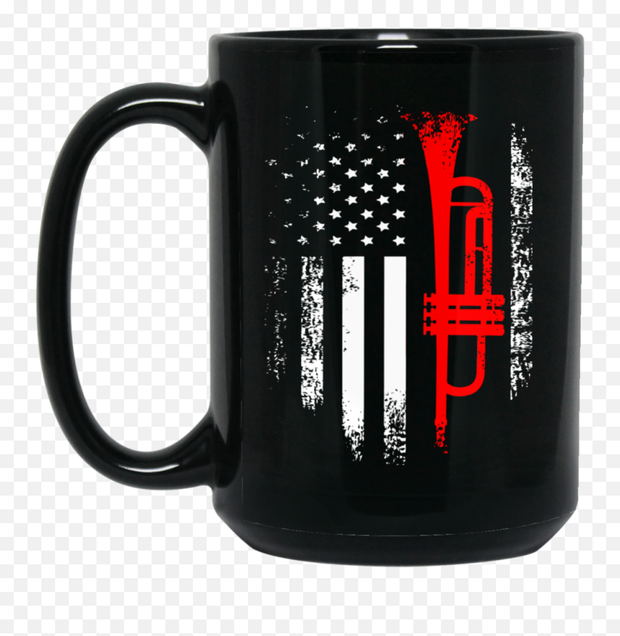 Vintage Usa Red White - Trumpet American Flag Mugs Emoji,Black And White American Flag Png