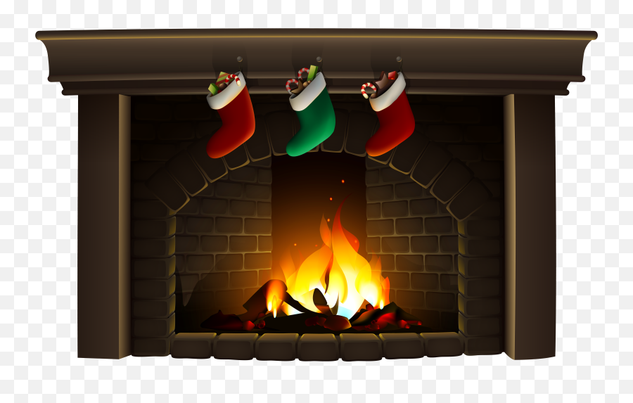 Download Hd Christmas Fireplace Clipart - Christmas Fireplace Png Emoji,Fireplace Clipart