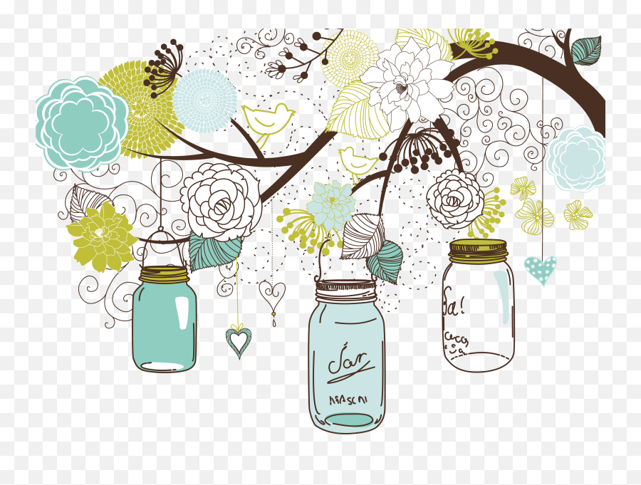 Hanging Mason Jar Vector Png Image With - Drawn Baby Shower Background Emoji,Jar Clipart
