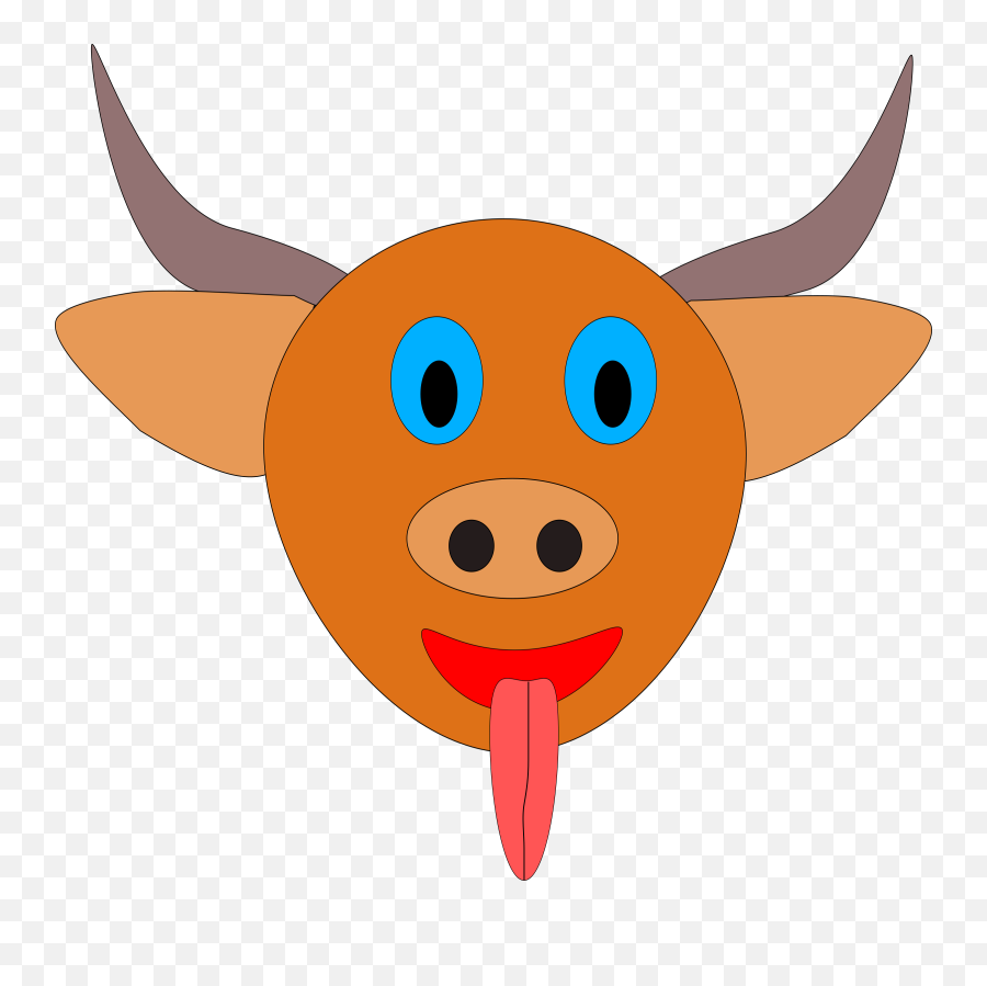 Smile Head Carnivoran Png Clipart - Bulls Head Cartoon Emoji,Buffalo Clipart