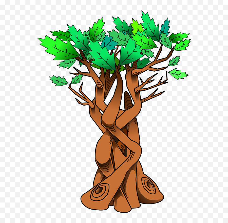 Twisted Tree With Green Leaves Clipart Free Download Emoji,Tree Without Leaves Clipart