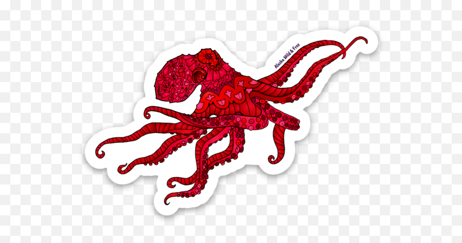 Octopus - Red Magnet Emoji,Octopus Clipart Free