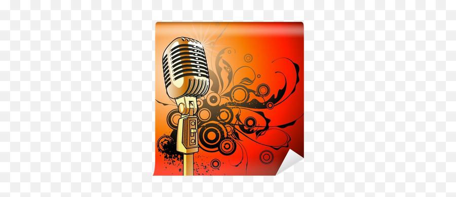 Gold Vintage Microphone Wall Mural U2022 Pixers - We Live To Change Music Singer Wallpaper Hd Emoji,Vintage Microphone Png