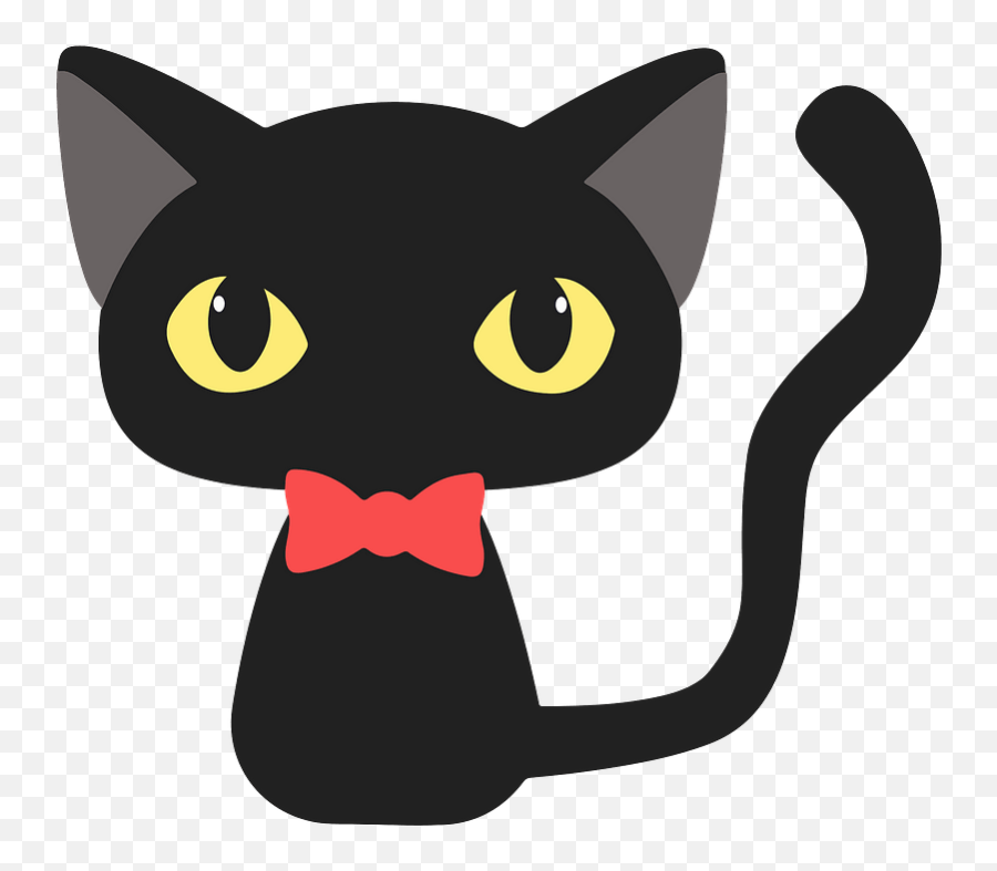Black Cat With Bowtie Clipart Free Download Transparent Emoji,Black Bow Tie Clipart