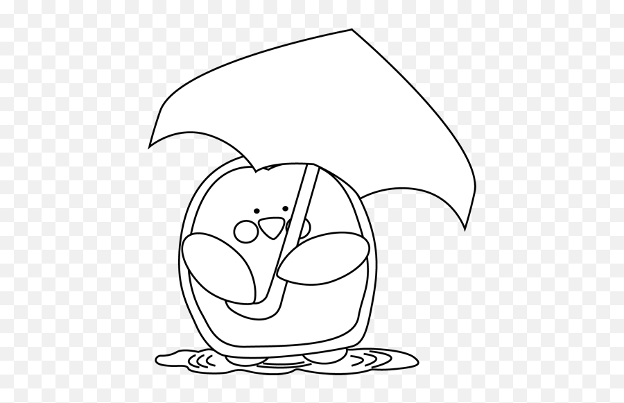 White Penguin Holding An Umbrella Emoji,Penguin Clipart Black And White