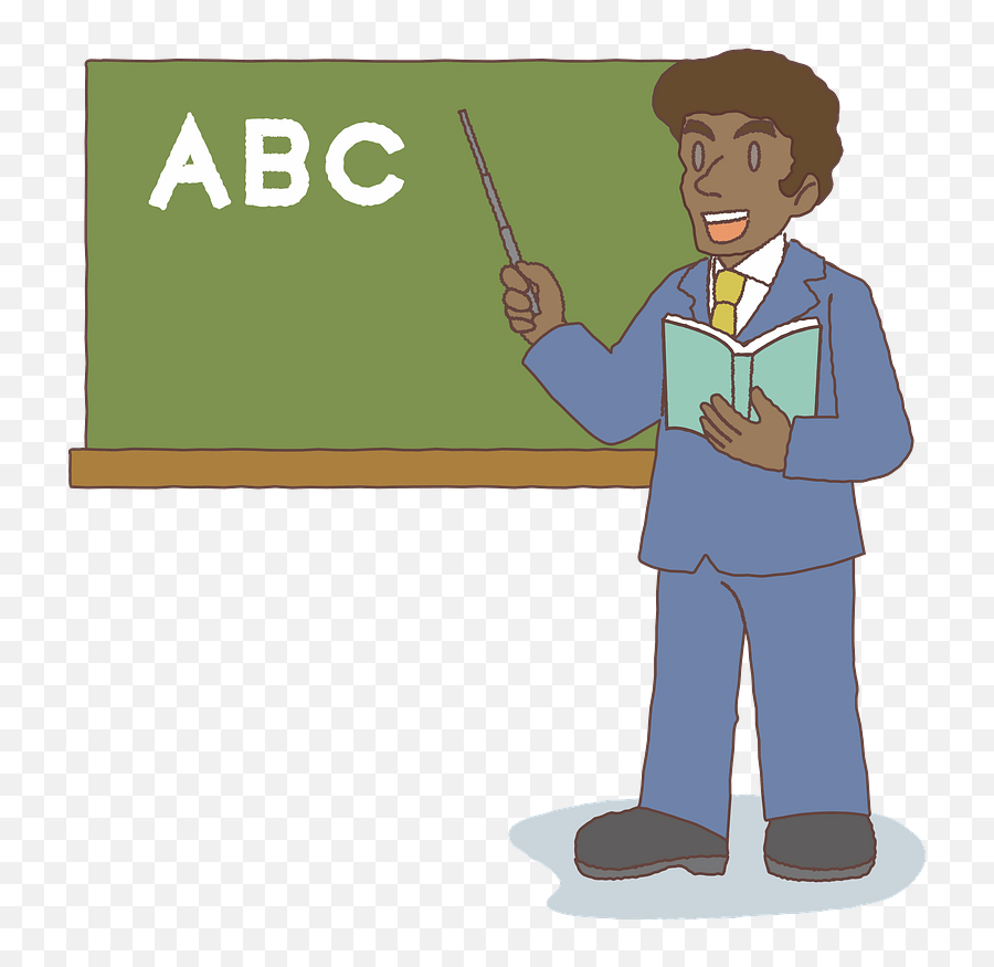 African Teacher At The Chalkboard - African Teacher Cartoon Emoji,Chalkboard Clipart