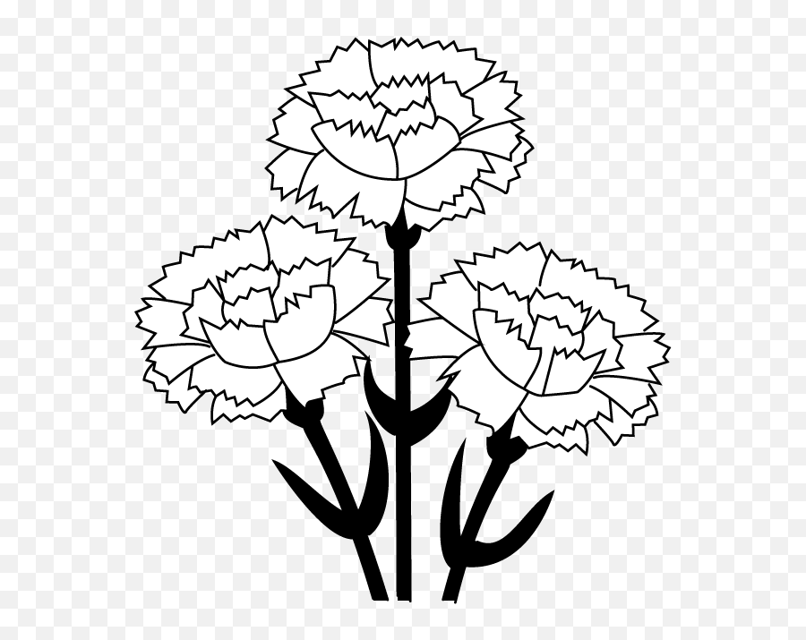 Carnation Black And White Clip Art - Carnation Clip Art Emoji,Dime Clipart