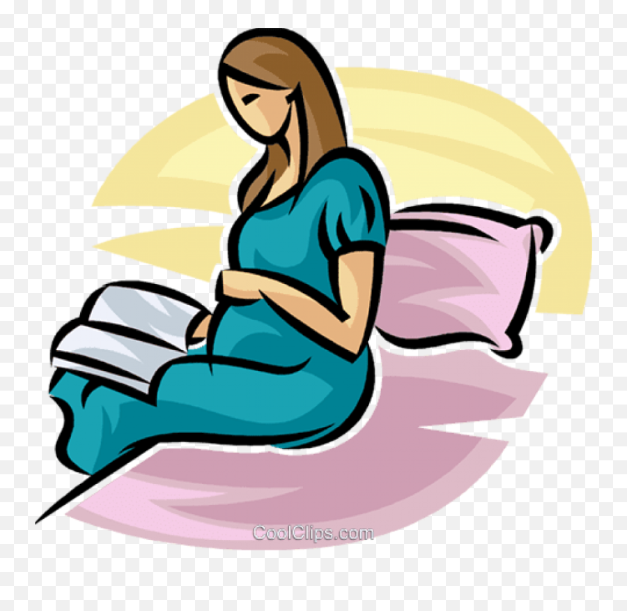 Pregnant Mother Reading A Book In Bed - Transparent Pregnant Woman Clipart Emoji,Pregnant Clipart