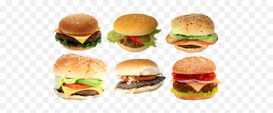 Six Craveable Fast Food Burgers Emoji,Burgers Png