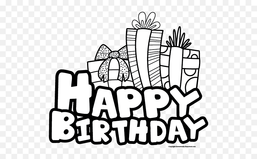 Free Happy Birthday Clipart - Birthday Clip Art Black And White Emoji,Free Birthday Clipart