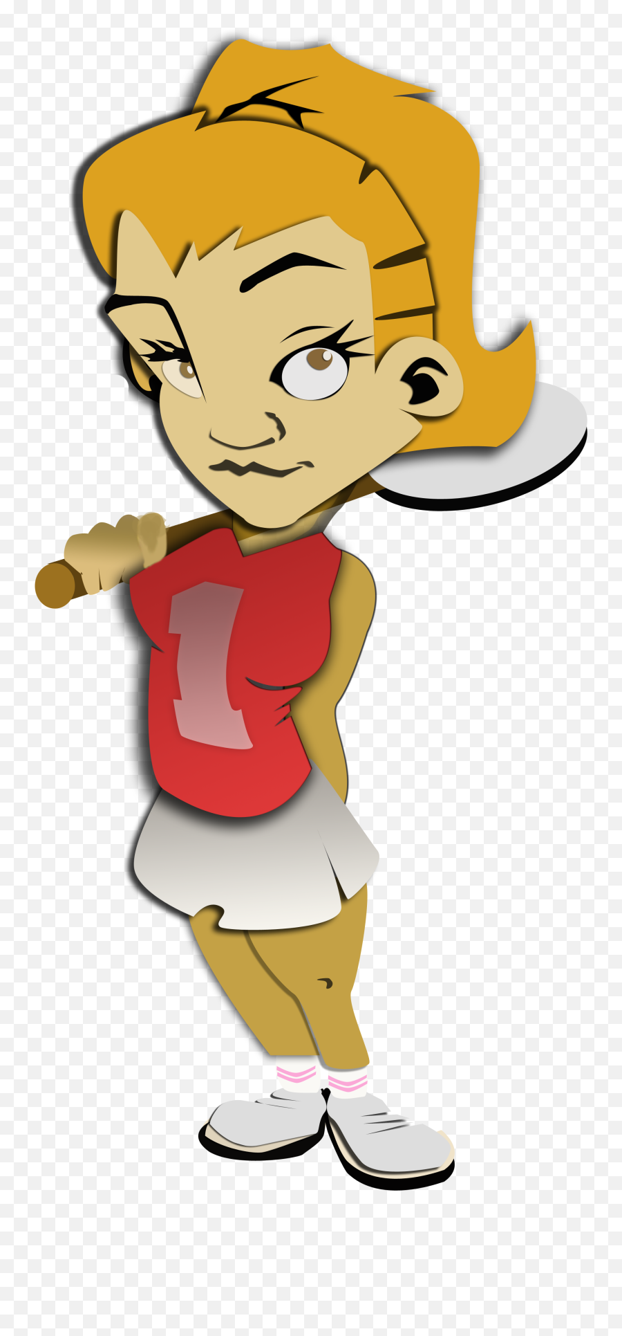 Drawing Of A Girl With A Tennis Racket On A White Background - Gambar Cartoon Cewek Olahraga Emoji,Tennis Racket Clipart