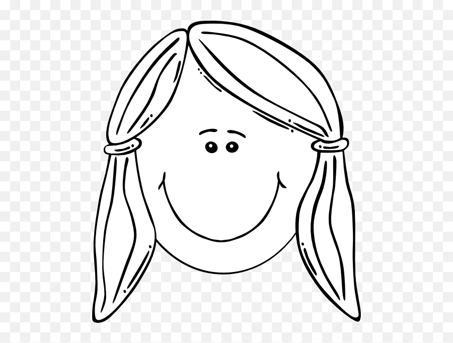 Smiling Girl Face Balck White Clip - Cartoon Sad Girl Face Black And White Emoji,Girl Clipart Black And White