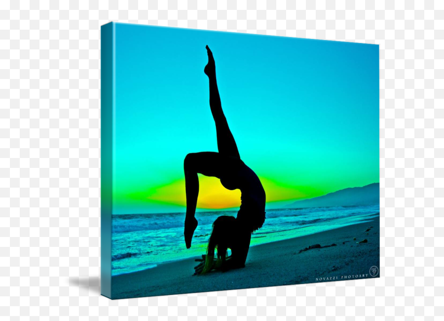 Yogi Woman Yoga Silhouette Inverted In Blue Sunset By Novazzi Photoart Emoji,Yoga Silhouette Png