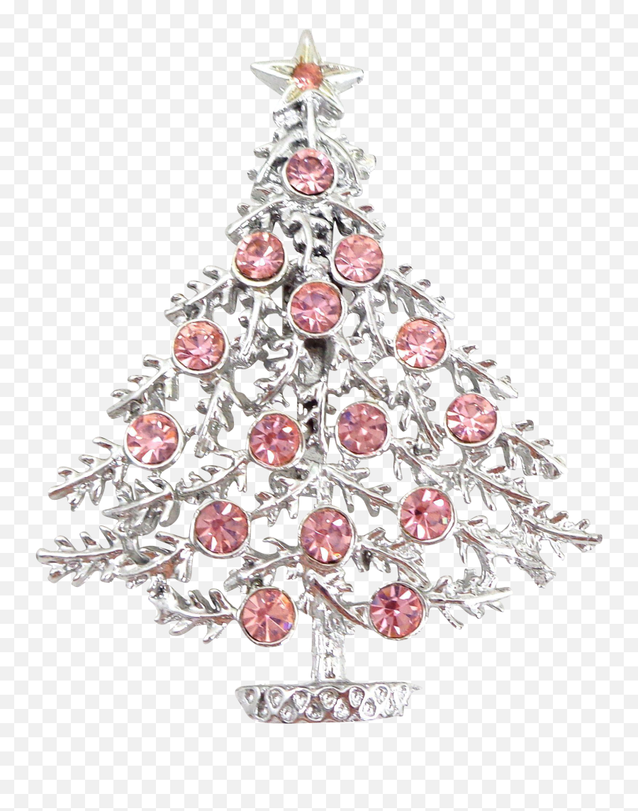 Download Vintage Pink Rhinestone Christmas Tree Signed - Sparkly Emoji,Christmas Tree Transparent Background