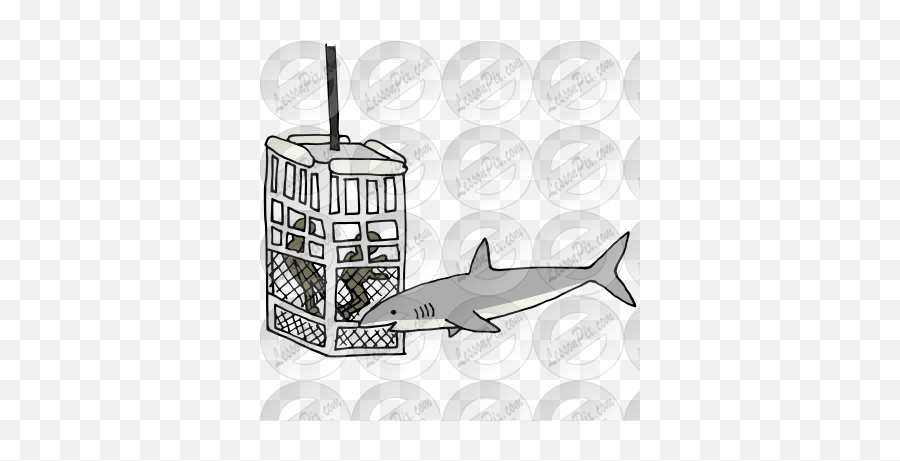 Shark Cage Picture For Classroom Therapy Use - Great Shark Great White Shark Emoji,Shark Clipart Black And White
