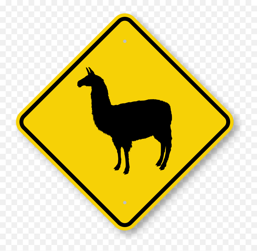 Alpaca Crossing Sign - Llama Crossing Road Sign Emoji,Alpaca Png