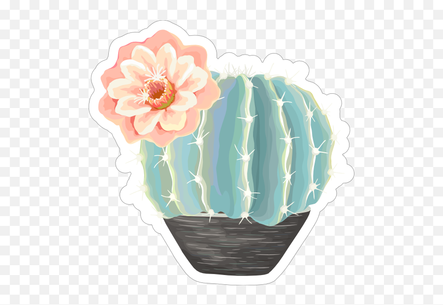 Beautiful Painted Blue Cactus With - Cactus Flower Sticker Emoji,Cactus Flower Clipart