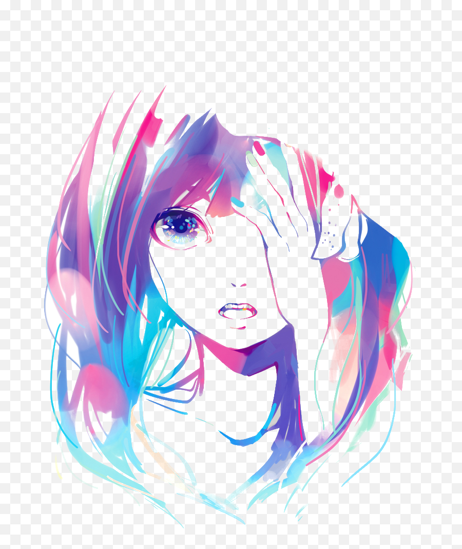 Anime Png Tumblr - Rainbow Anime Girl Kawaii Full Size Png Kawaii Rainbow Anime Emoji,Anime Png