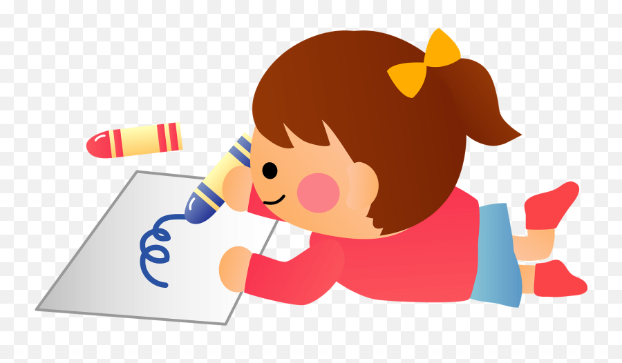 Girl Is Drawing Clipart - Girl Drawing Drawing Clipart Emoji,Drawing Clipart