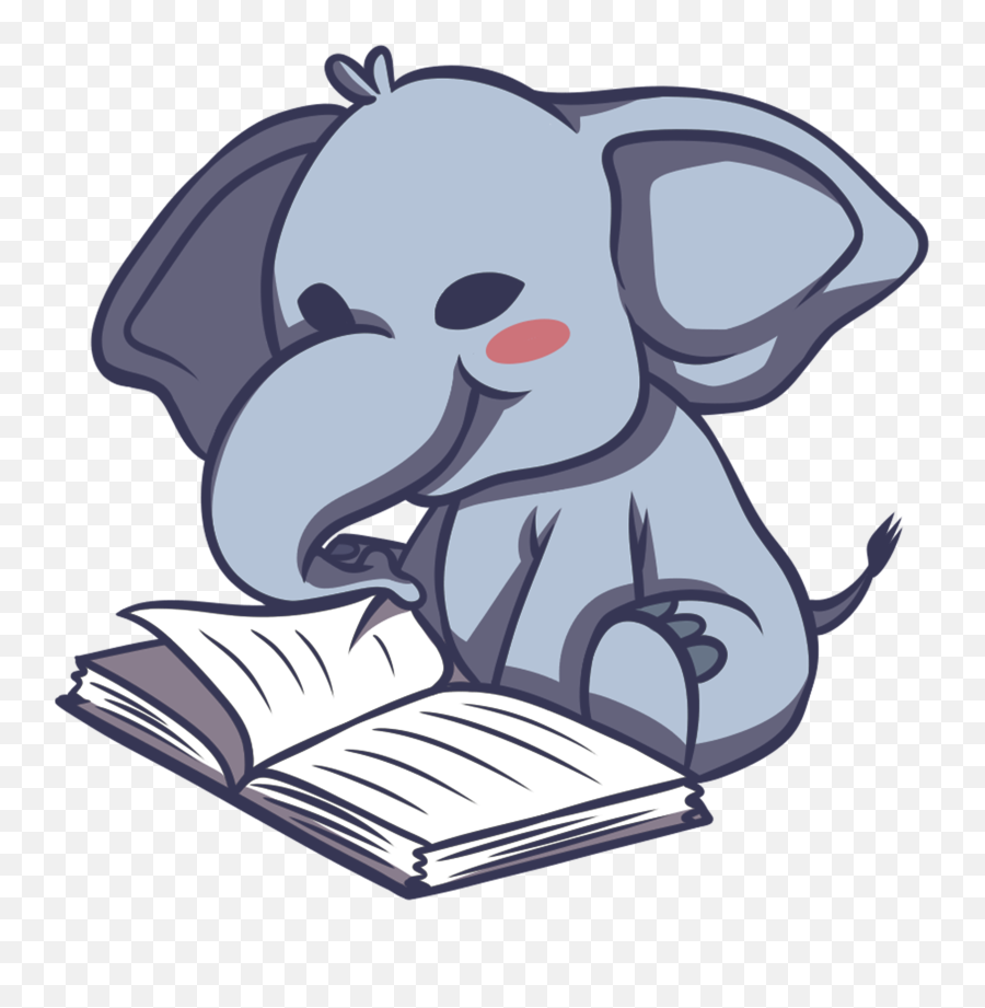 Download Hd Elephant Reading Book - Cartoon Transparent Png Emoji,Cartoon Book Png