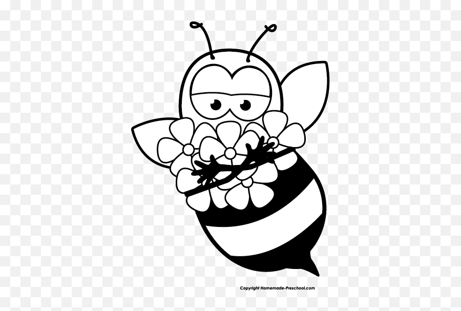 Bee Black And White Free Bee Clipart - Cute Bee Black And White Clipart Emoji,Bee Clipart Black And White