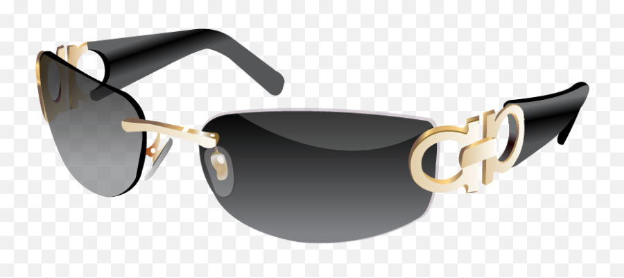 Download Fashion Sunglasses Gold Frame Accessory Designer Emoji,Black Sunglasses Png