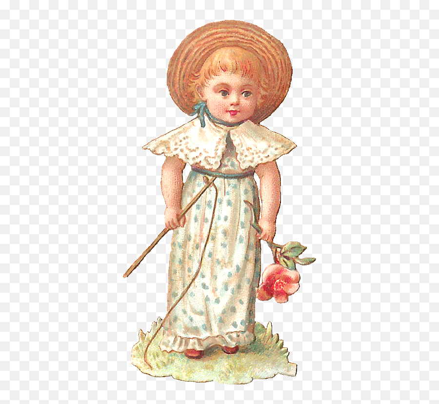 Fishing Pole Clipart Png - Girl Holding Fishing Pole Doll Frock Emoji,Fishing Pole Clipart