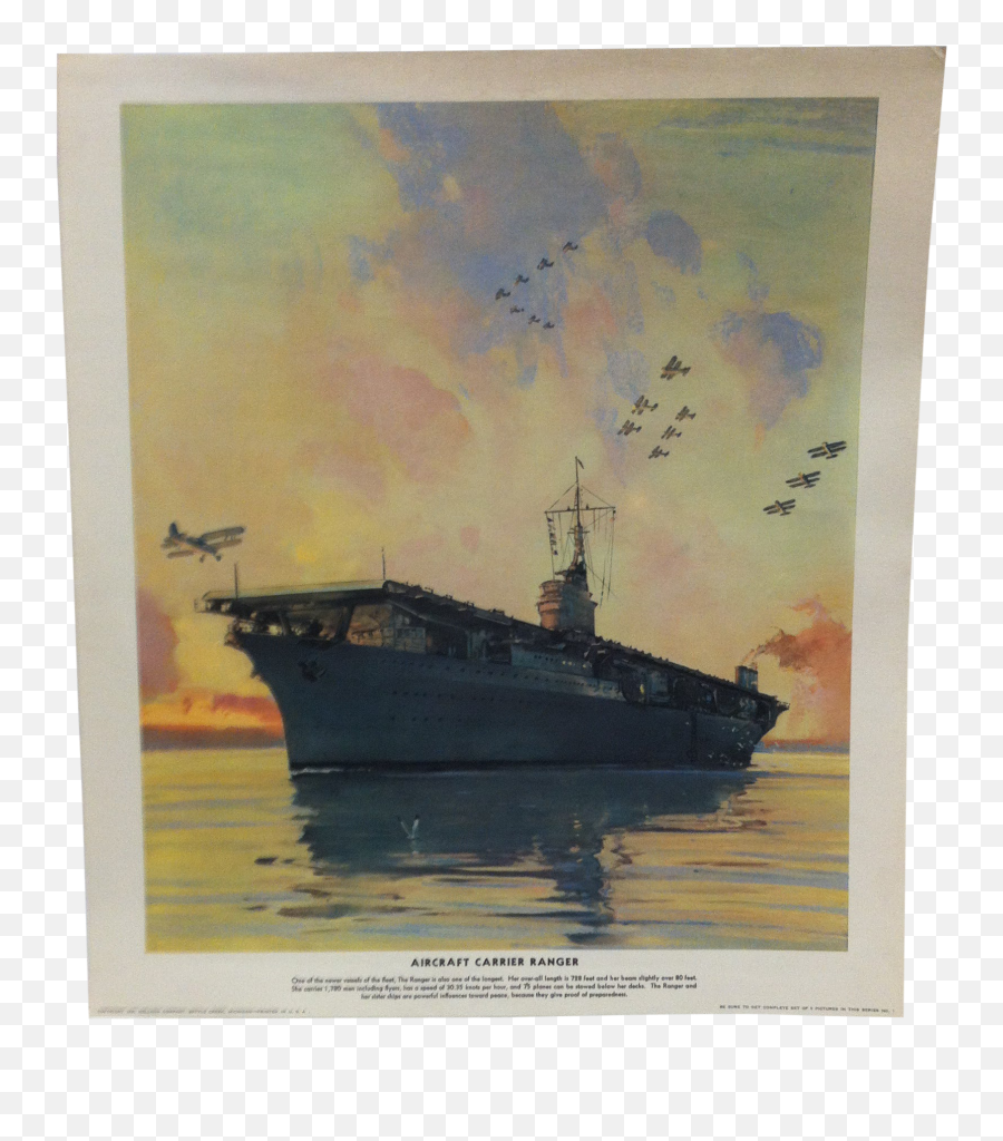 Vintage Original Kellogg Company Us Navy Print Aircraft Carrier Ranger Emoji,Aircraft Carrier Png