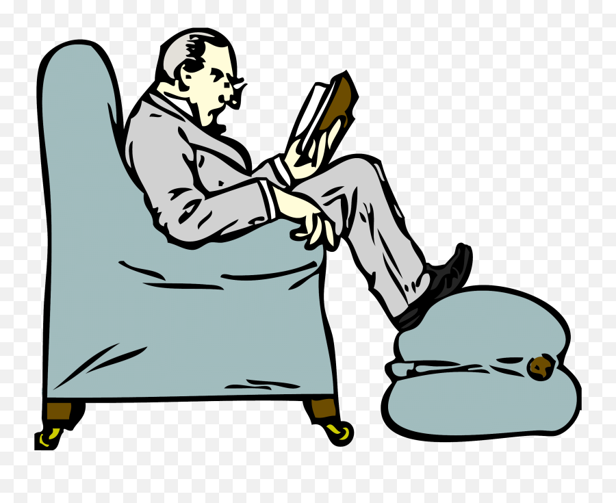 Person - Man Reading A Book Clipart Png Download Full Man Reading Book Clipart Emoji,Person Thinking Clipart