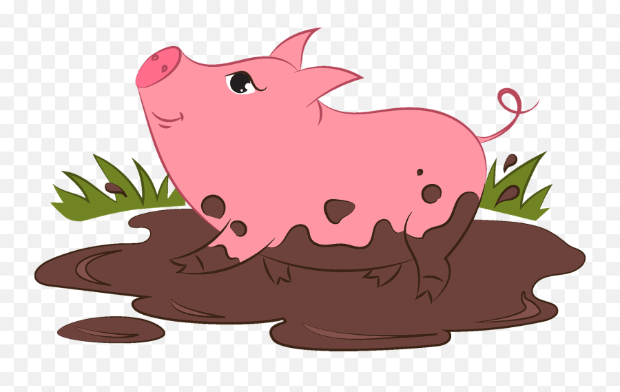 Pig In A Mud Puddle Clipart - Puddle Mud Clipart Emoji,Mud Clipart