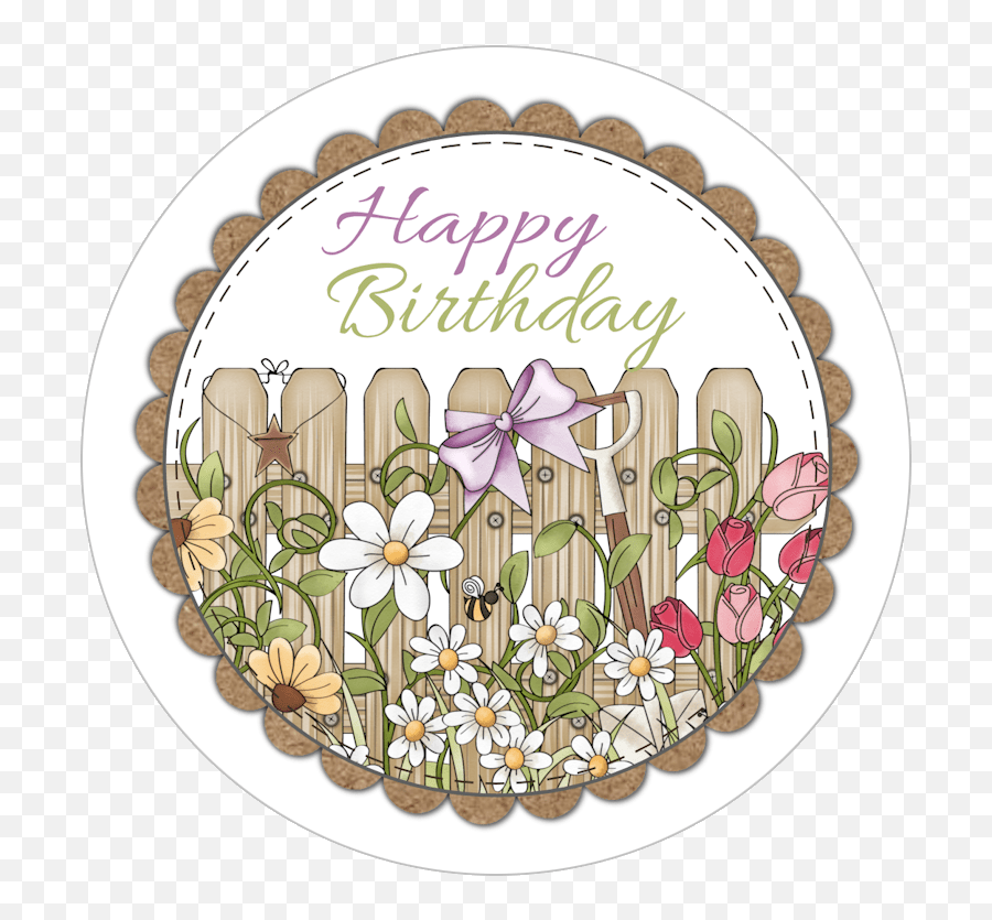 Free Printable - Garden Party Happy Birthday Cupcake Flower Printable Floral Cake Topper Emoji,Happy Birthday Clipart Free