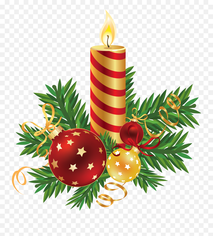 Decorated Striped Christmas Candle Png - Christmas Candles Png Emoji,Candle Png