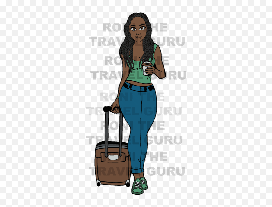 Carry - On Girl Digital Black Girl Art R 316247 Png Black Girl Traveling Art Emoji,Black Girl Clipart