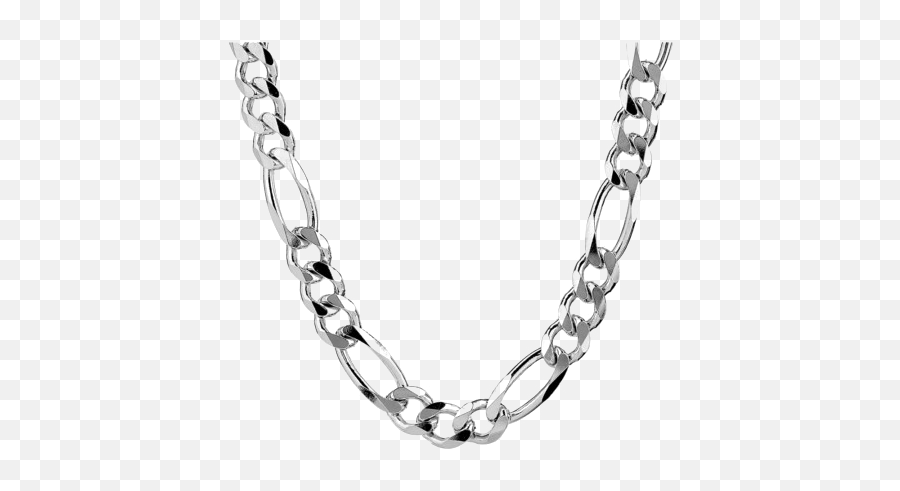 Silver Chain Download Transparent Png Image - Big Chain Silver Figaro Chain Emoji,Chain Necklace Png