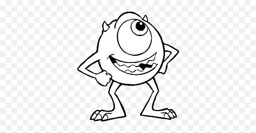 Download Monster Inc Png Black And White Transparent Monster - Mike Monsters Inc Coloring Pages Emoji,Monsters Inc Logo