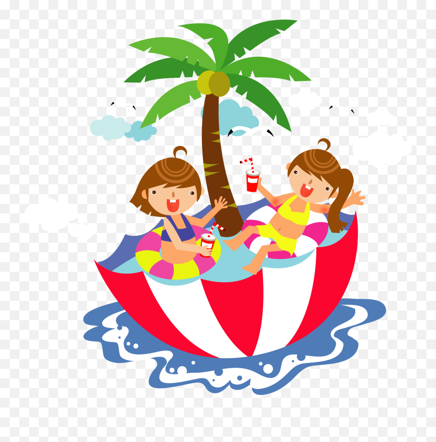 Pool Umbrella Cliparts - Swimming Pool Cartoon Girls Png Leisure Emoji,Swimming Pool Clipart