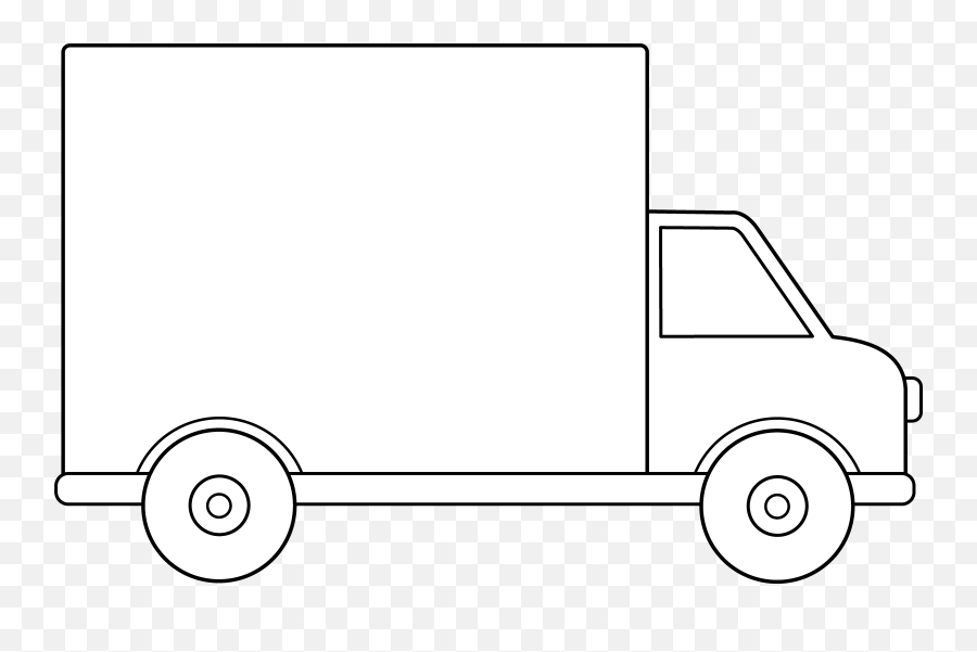 Free Semi Truck Clipart Black And White - White Moving Truck Cartoon Emoji,Semi Truck Clipart