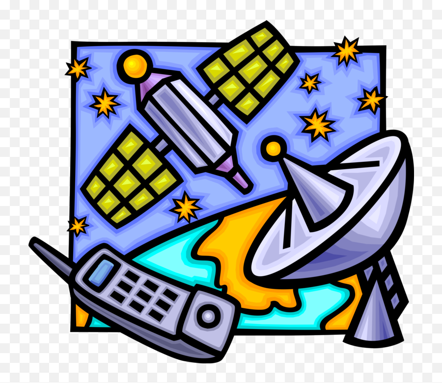 Satellite Dish With Phone And Satellite - Vector Image Emoji,Cell Phone Vector Png