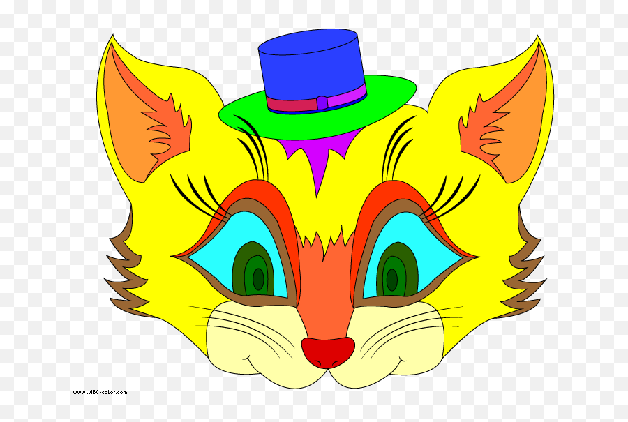 Colorful Cat With The Hat Clipart Free - Costume Hat Emoji,Cat In The Hat Clipart